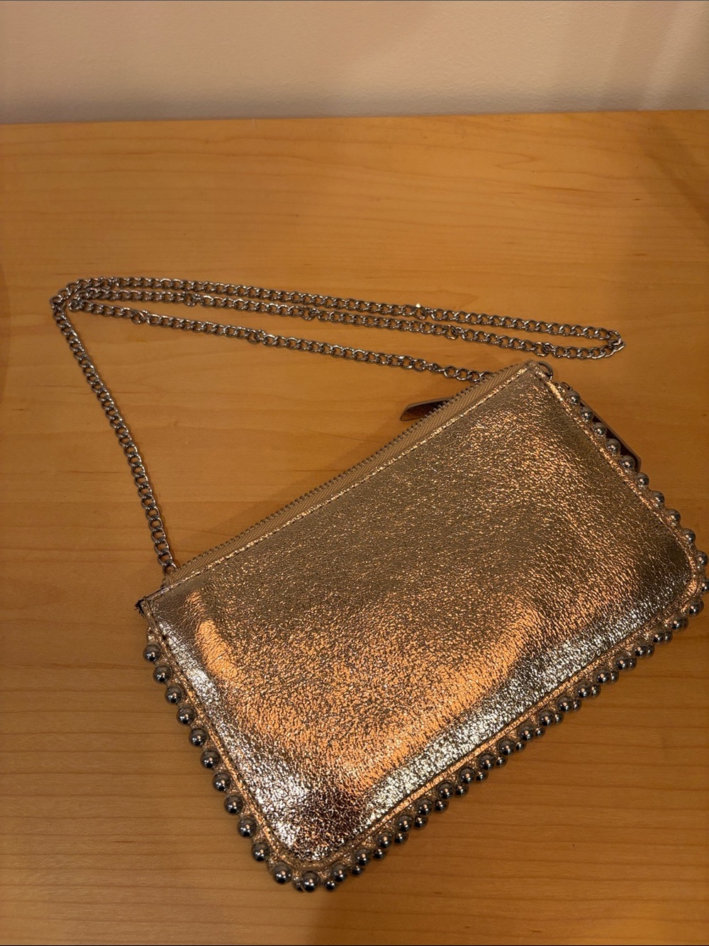 Zara Metallic Gold Chain Crossbody Bag